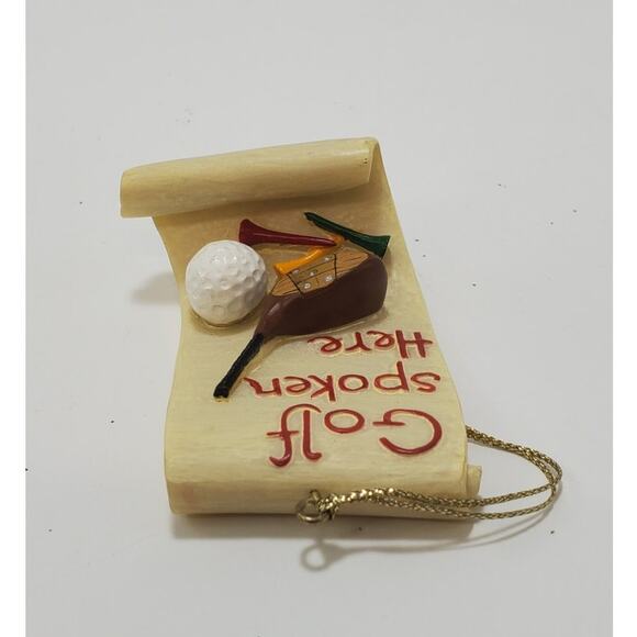 Golf Christmas Ornament 3” Polystone "Golf Spoken Here" - Picture 3 of 4